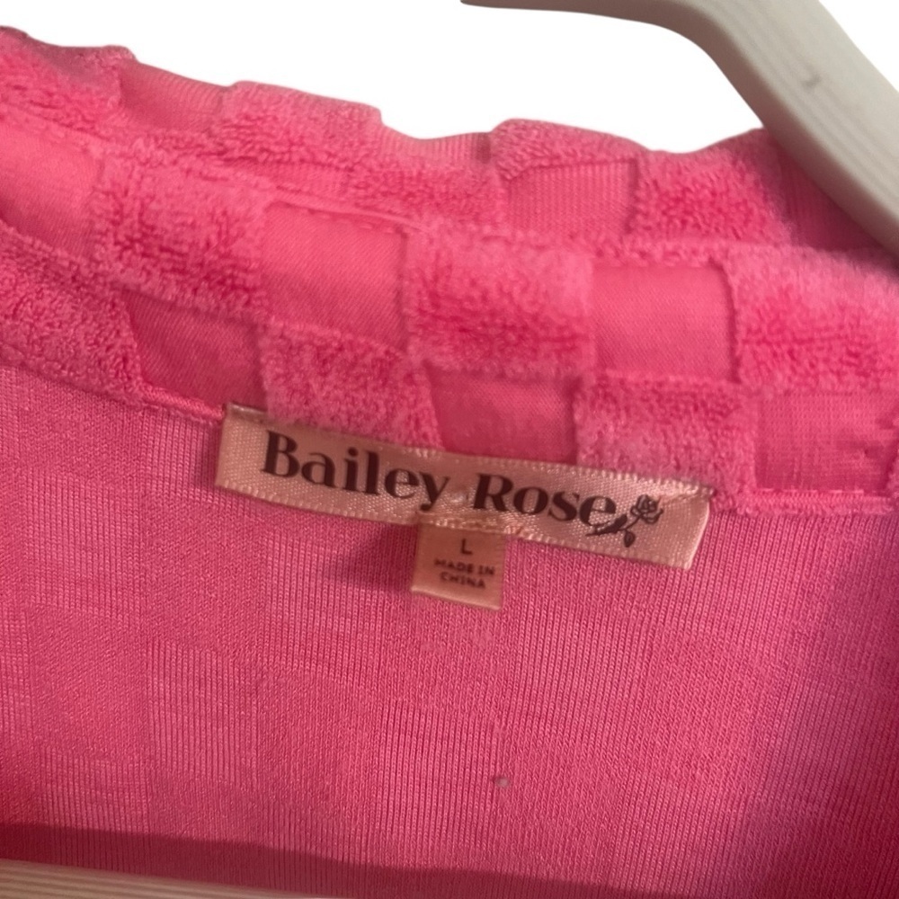 Bailey Rose Pink Checkered Terry Shirt large beach summer spring oversized - Picture 6 of 11